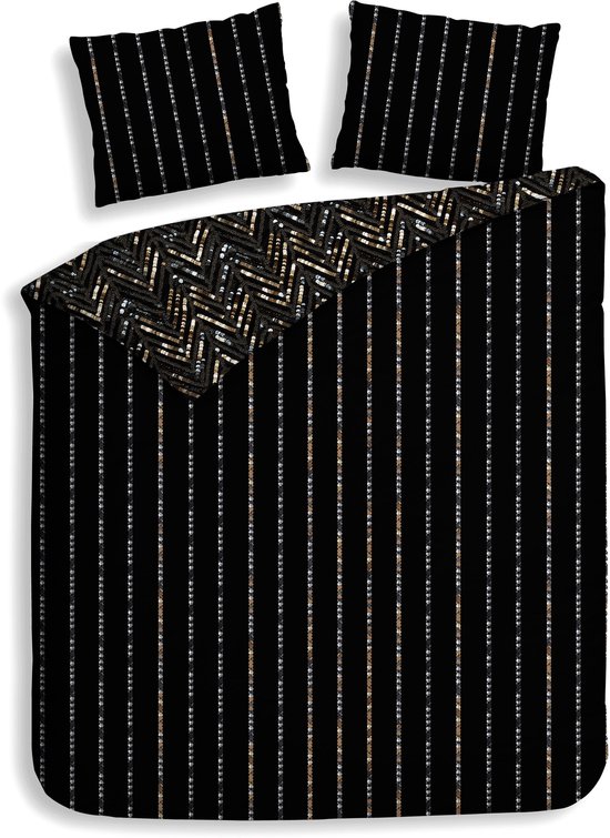 Heckettlane Dekbedovertrek Katoen Satijn Maxime - Black - 100% Katoen-Satijn - Dekbedovertrek 260x200/220cm - Lits Jumeaux Extra Breed - Chicago van Merkloos — afbeelding 4