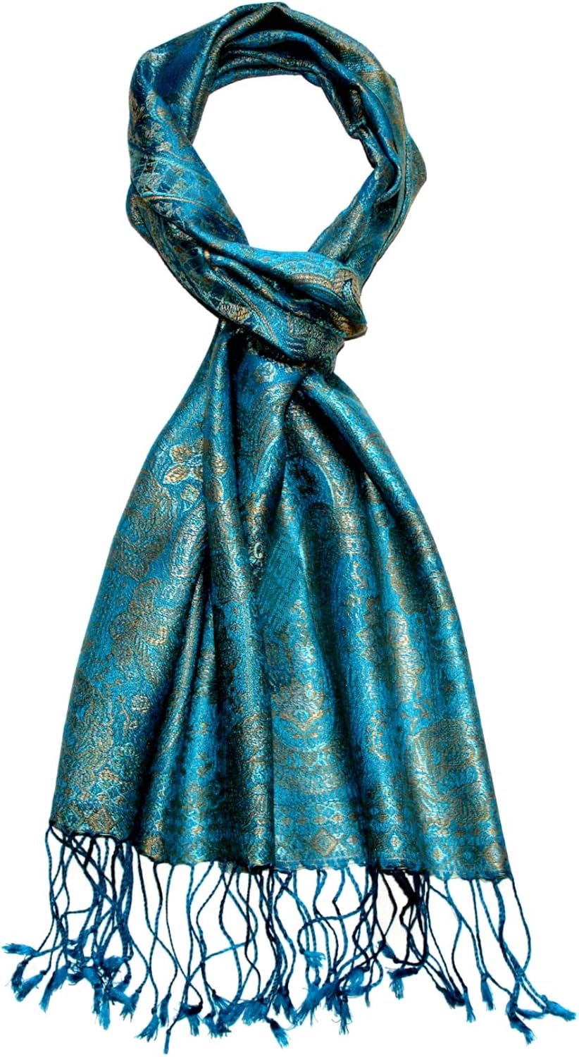 Luxe Zijden Herensjaal met Paisley Patroon - Turkoois Goud