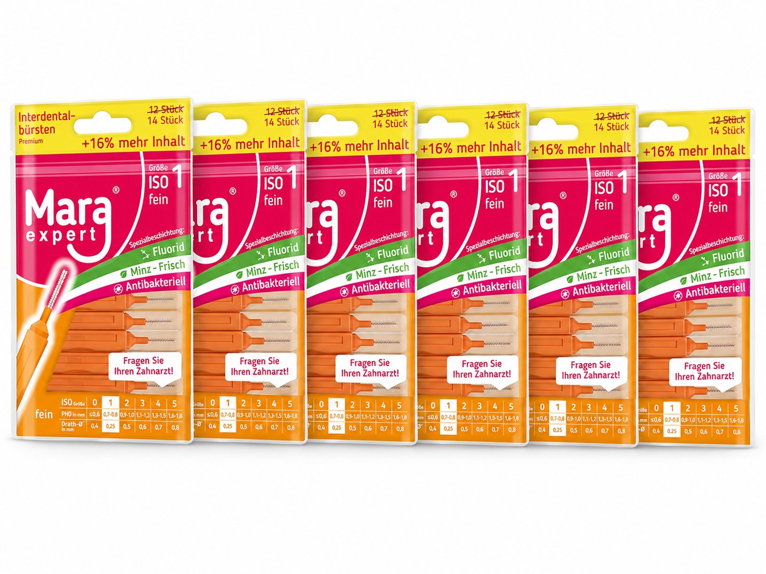 Mara Expert ID Brush Ragers - ISO 1 - Oranje - 6 x 14 stuks - Voordeelverpakking