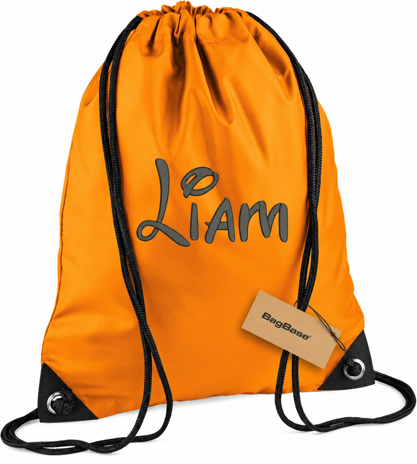 Premium zwemzak kleur Orange met naam geborduurd | 27 verschillende kleuren | gepersonaliseerd | Bagbase