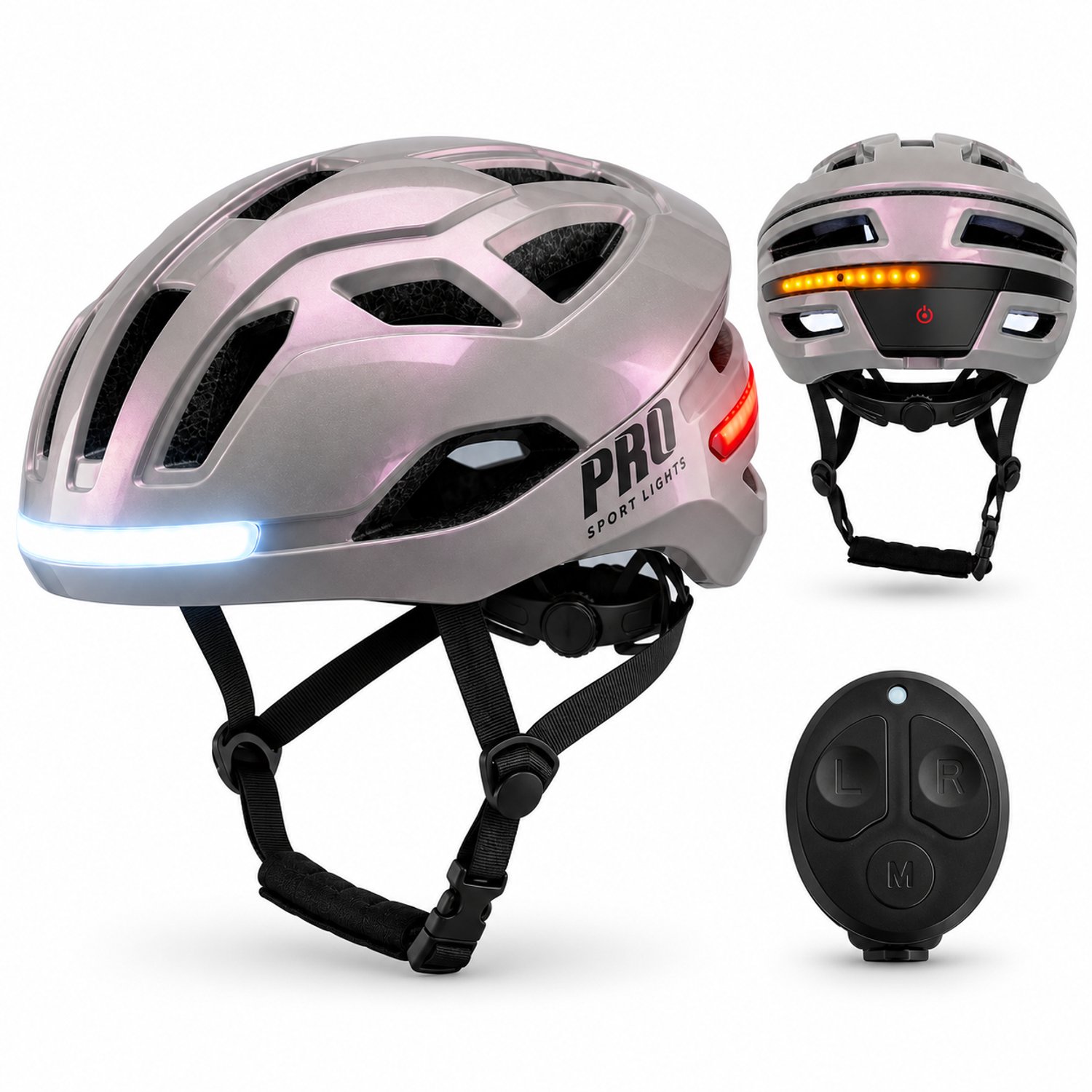 Fietshelm Dames Elektrische Fiets Signal Heren Smart Helm met Verlichting en Richtingaanwijzers - Parelmoer L - E-Step