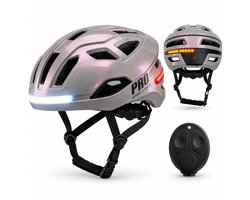 Fietshelm Dames Elektrische Fiets Signal Heren Smart Helm met Verlichting en Richtingaanwijzers - Parelmoer L - E-Step