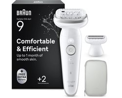 Braun Silk·épil 9 9-030 - Wet & Dry Epilator - Langdurig Gladde Huid - Flexibele Kop - Ladyshave Scheerkop en Trimmerkam