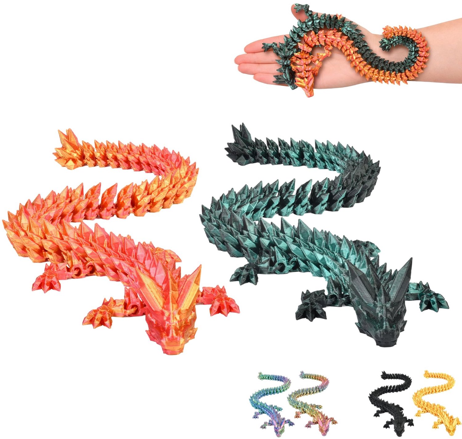 3D Decoratieve Drakenfigurenset - Exclusieve Fantasie Decoratie | 30 cm