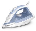 Tefal Virtuo 30 stoomstrijkijzer in wit en transparant blauw met 'Boost 120g' en 'Anti-drip' opdruk.