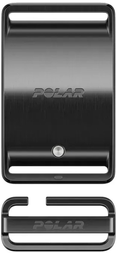 Metalen gesp voor de Polar Loop met het Polar-logo in reliëf en een bevestigingsclip.