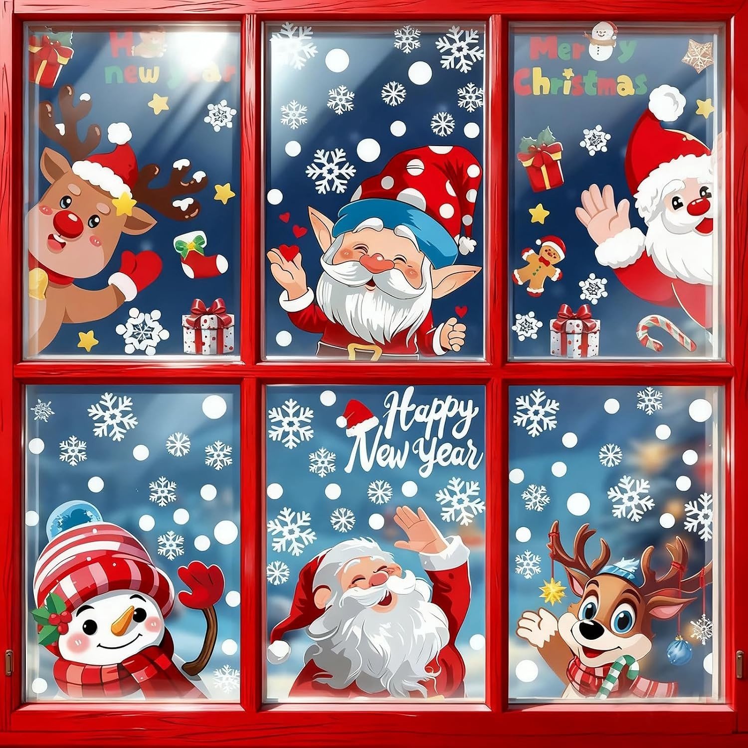 Raamstickers - Multicolor - 6 Vellen - Decoratieve Stickers voor Feestdagen