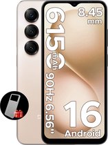 DOOGEE Note 56X - Smartphone - Android 16 - 24 GB RAM + 64 GB ROM / TF 2 TB - Octa core processor - 6,56 inch HD+ 90 Hz - 8 MP camera - 6150 mAh - 4G dual SIM - Face ID - GPS - OTG - Goud