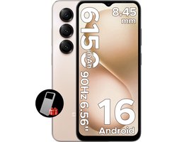 DOOGEE Note 56X - Smartphone - Android 16 - 24 GB RAM + 64 GB ROM / TF 2 TB - Octa core processor - 6,56 inch HD+ 90 Hz - 8 MP camera - 6150 mAh - 4G dual SIM - Face ID - GPS - OTG - Goud