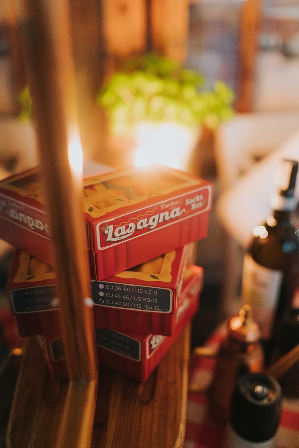 Lasagne Sokken Box - Grappige Katoenen Sokken voor Mannen en Vrouwen - 2 Paar