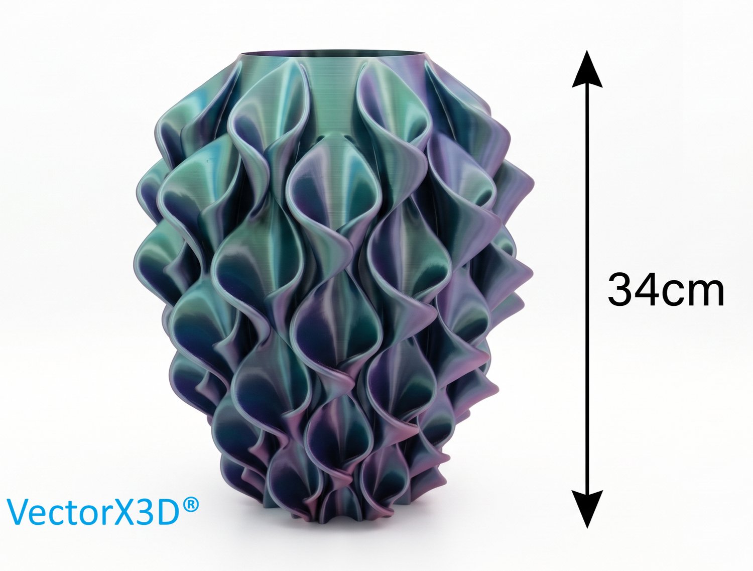Lé Vase "Multiverse" 3 Kleuren in 1 vaas - Milieuvriendelijk - Uniek - 100% Waterdicht - Home Deco - Huis Decoratie - Verjaardag Kerst Cadeau Geschenk VectorX3D® 3D Vaas Waar Organische Kunst en Nederlandse Innovatie Elkaar Ontmoeten 34cm Hoog