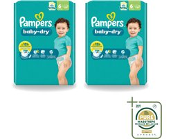2 x Pampers – Luiers – Baby Dry Maat 6 – 22 Luiers - Wasstrips - Baby Luier - Droge Luier - Luier Voor Baby - Luier Maat 6 - Lekbescherming