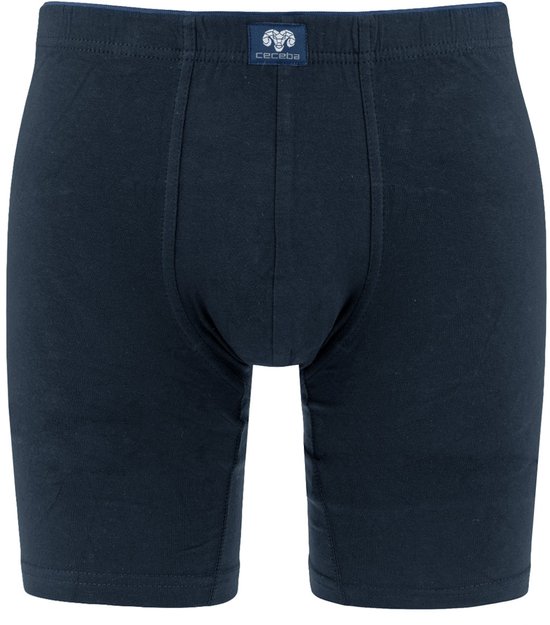Effen marineblauwe Ceceba boxershort met een logolabel in het midden van de tailleband.