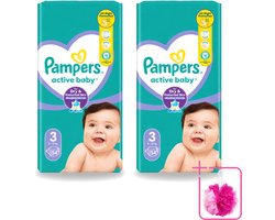2 x Pampers – Luiers – Active Baby Maat 3 – 54 Luiers - Bulkverpakking - Baby luiers - Douchemop - Droge nachten