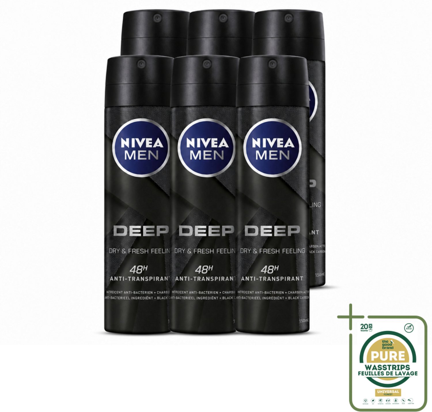 6 x NIVEA MEN – Deodorant spray – Deep – 150 ml - Anti-transpirant Spray - Zweetgeur - Zweetvermindering - Droog Huid - Antibacteriële Formule
