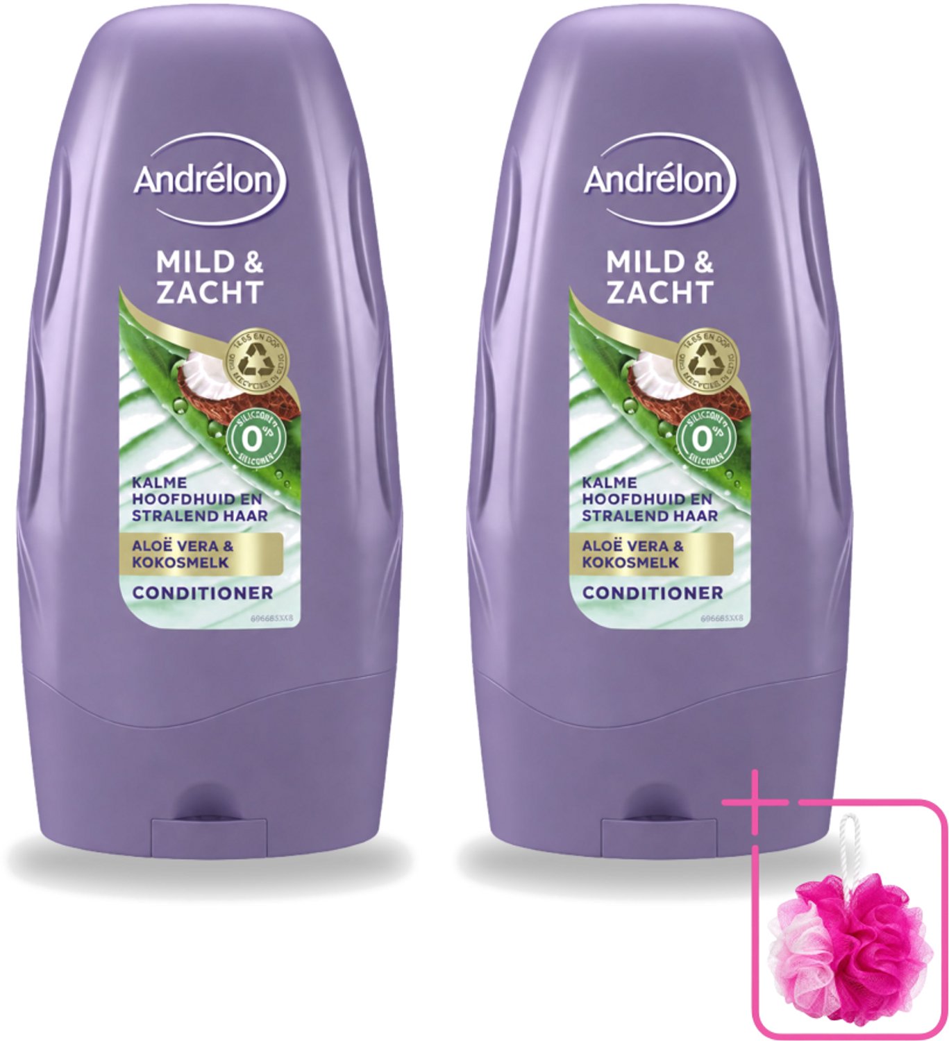 2 x Andrélon - Mild & Zacht - Conditioner - 250 ml - Bulkverpakking - Conditioner voor gevoelige hoofdhuid - Douchemop - Zachte conditioner