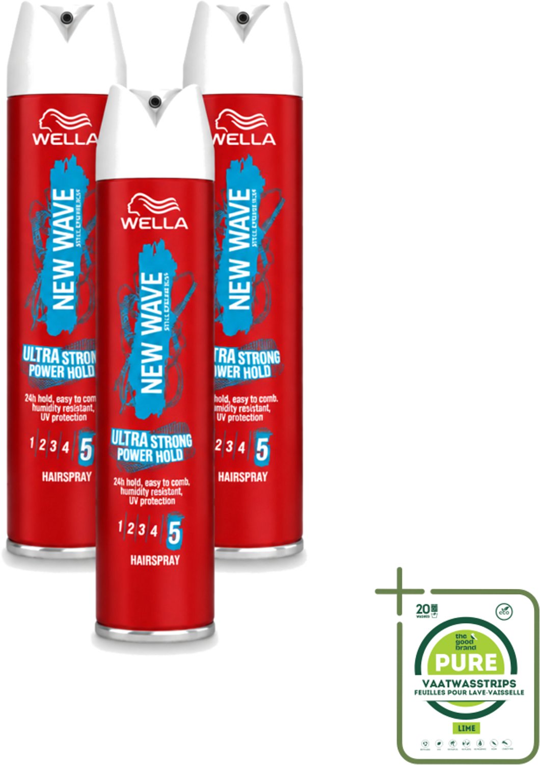 3 x Wella – New Wave Rock’n Hold Ultra Strong – Haarspray – 250 ml - Grootverpakking - Vaatwasstrips - Haarspray - Stevigheid - UV Bescherming - Vochtbestendig - Langdurige Fixatie