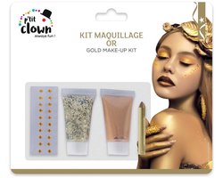 Make‑up Kit – Goud – Glitter & Gems - Festival - Fantasy - Gouden glitter gel - Strass steentjes - Gezicht diamantjes