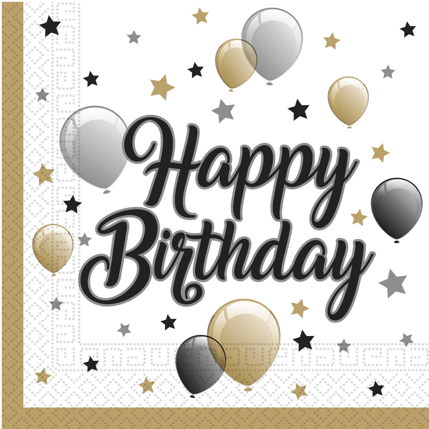 Procos Servetten - Happy Birthday -33 Cm - Papier - Goud/wit - 20 Stuks