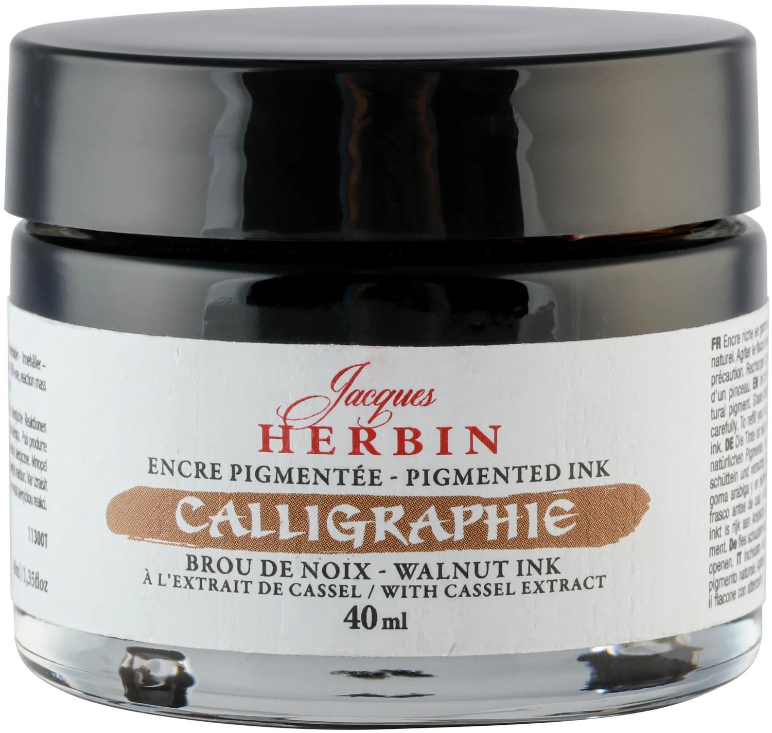 Jacques Herbin Kalligrafie Inkt – Gepigmenteerde Inkt voor Dip Pen en Kroontjespen – Walnoot Bruin – 40 ml