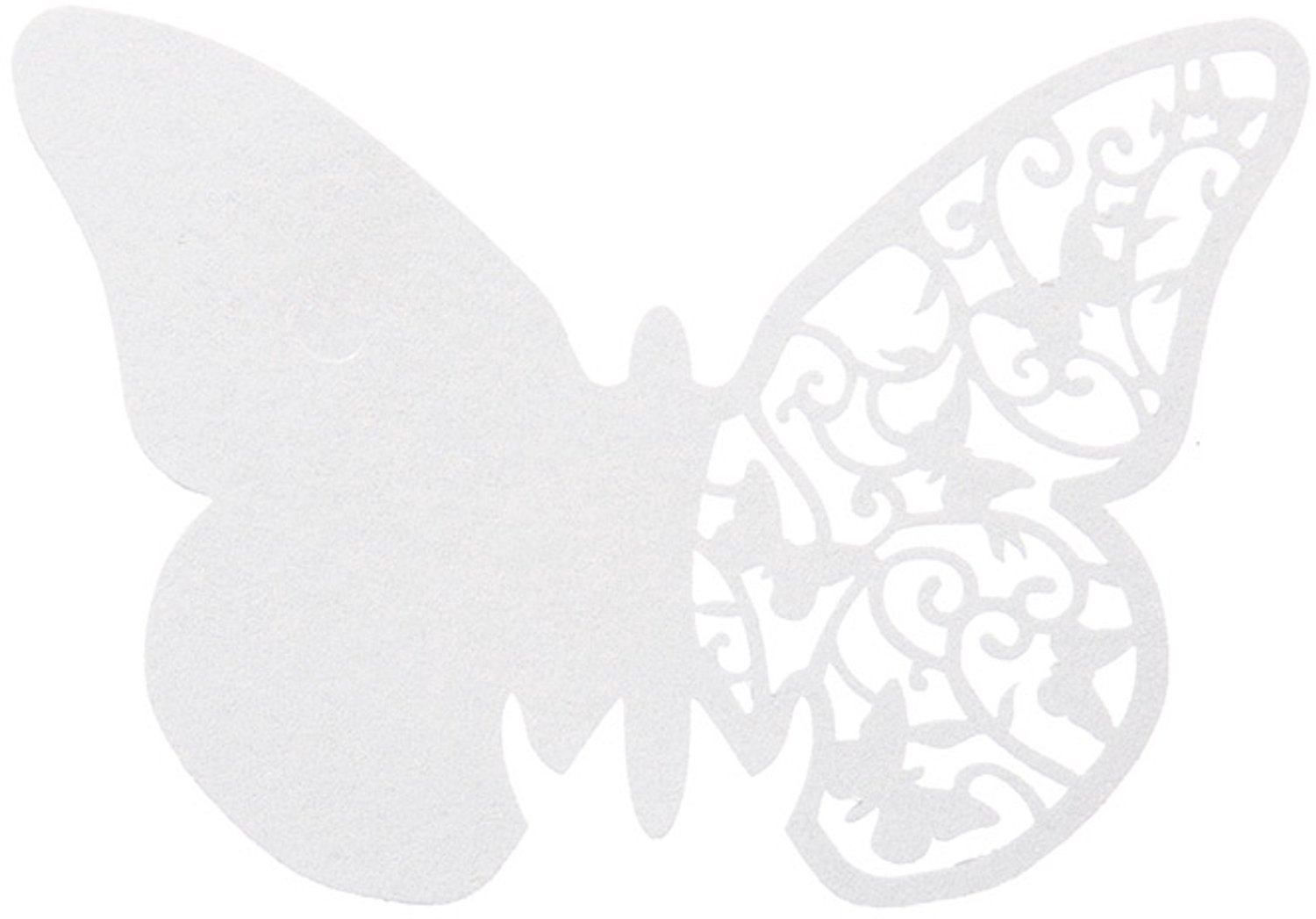 ARTYFETES - 10 witte vlinder-placemats van kant 10 x 6,5 cm van parelmoerpapier