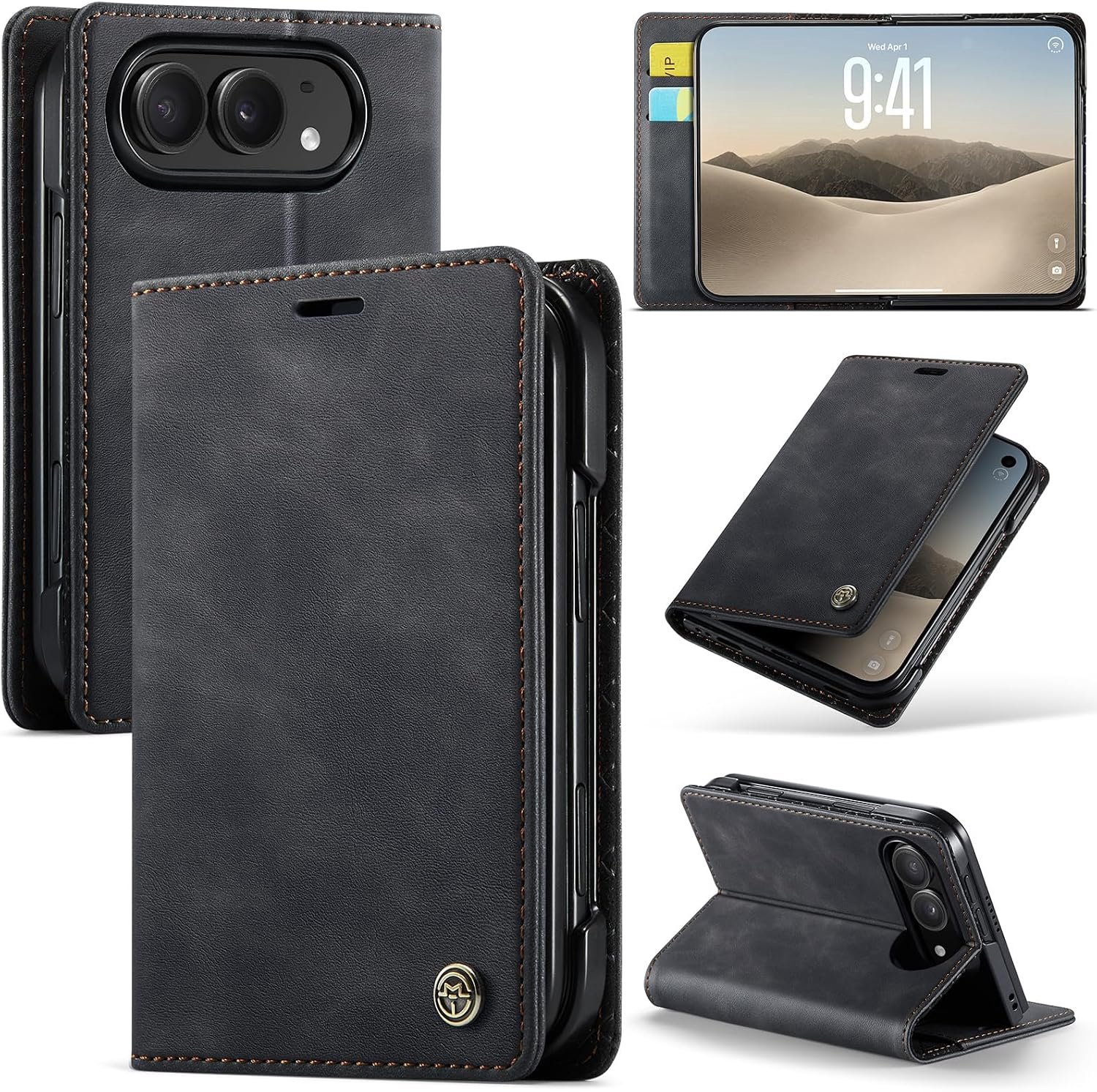 Zandarix Hoesje Geschikt voor Apple iPhone Duo - Premium Lederen Flip Wallet - Book Case Hoesje - Zwart