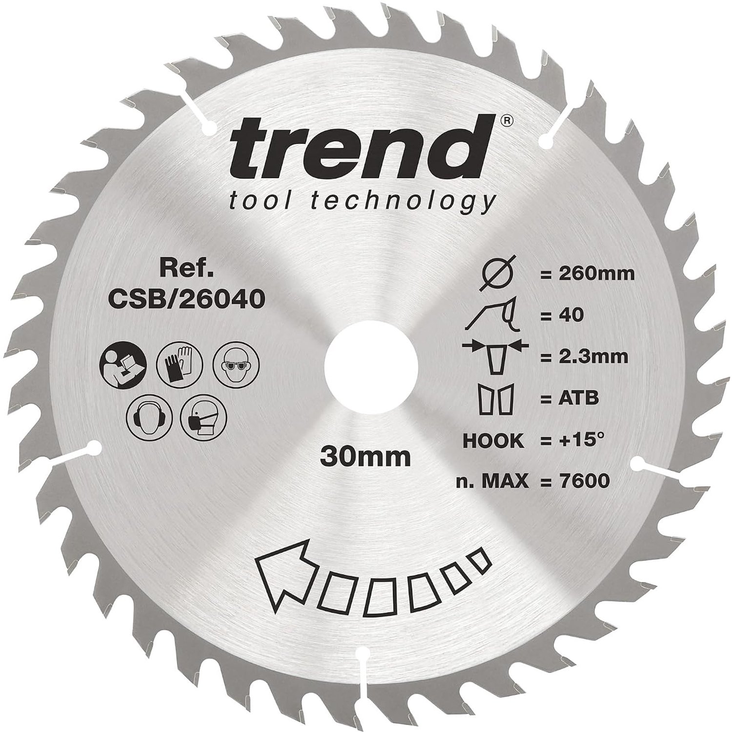 Trend Cirkelzaagblad 260mm 40T TCT - Precisie & Duurzaamheid