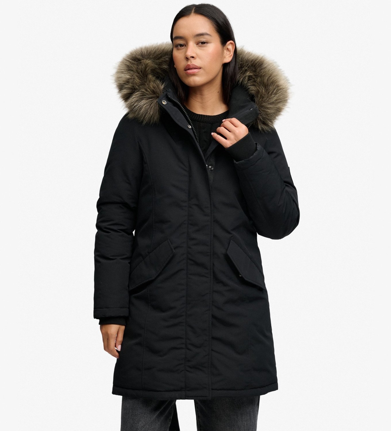Superdry Everest Parka Jas met Capuchon Dames Gewatteerde jassen Zwart