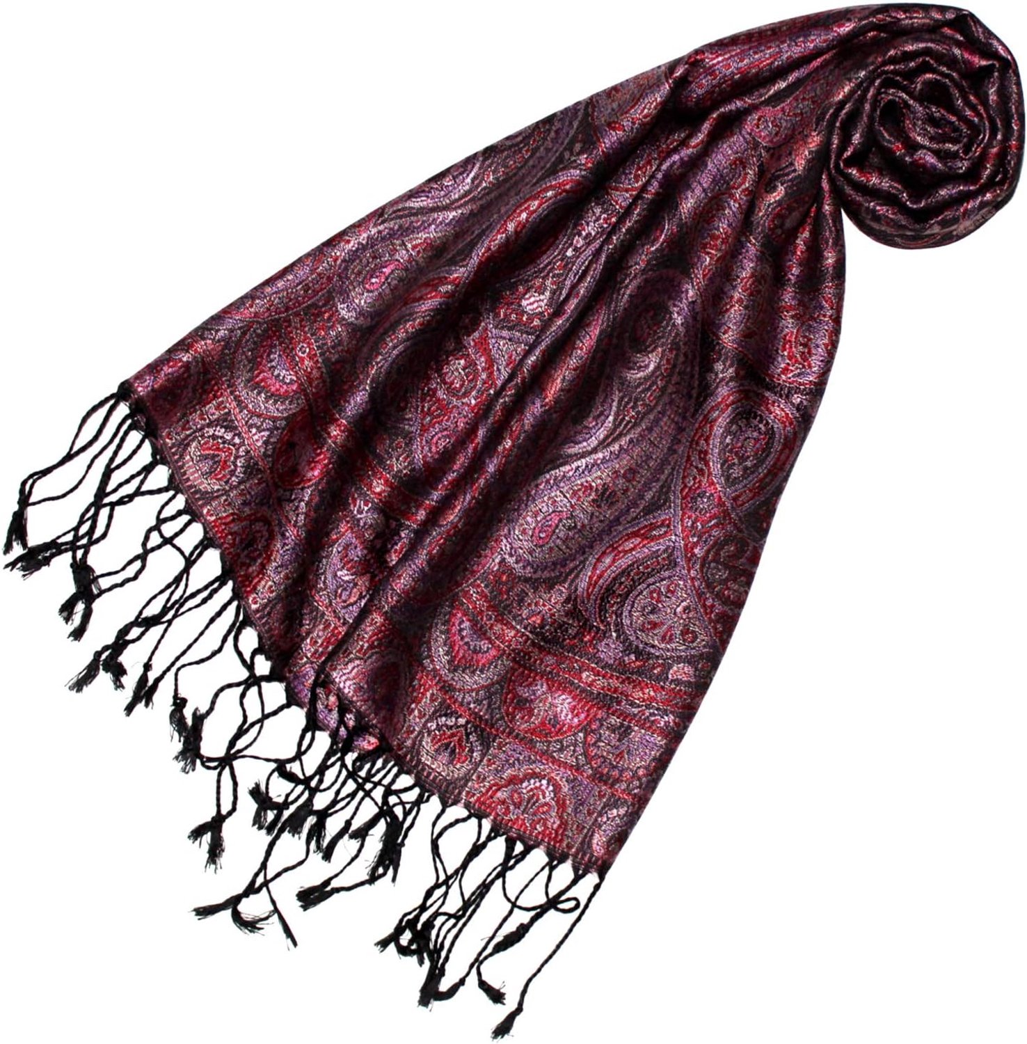 Luxe Zijden Sjaal Dames - Elegant Paisley Patroon - Wijnrood