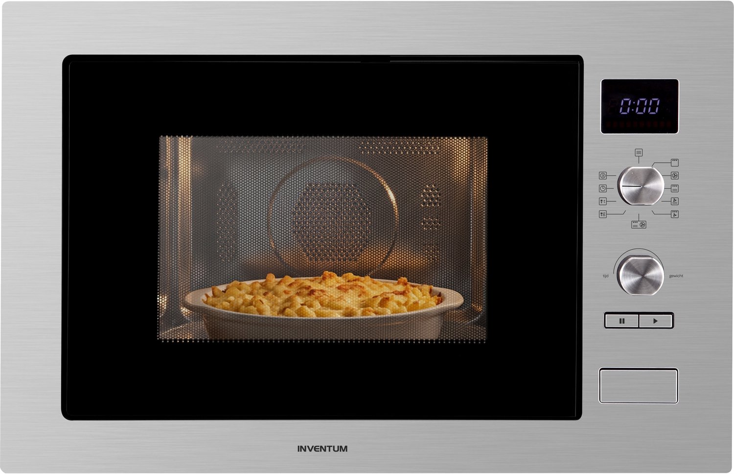 Bol.com Inventum IMC6032F - Inbouw combi-oven - Hetelucht - Magnetron - Grill - 32 liter - 38 cm hoog - Tot 220 graden - RVS/Zwart aanbieding