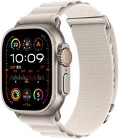 Starlight Alpine Loop nylon horlogeband voor Apple Watch met titanium behuizing en verstelbare metalen C-haak sluiting.