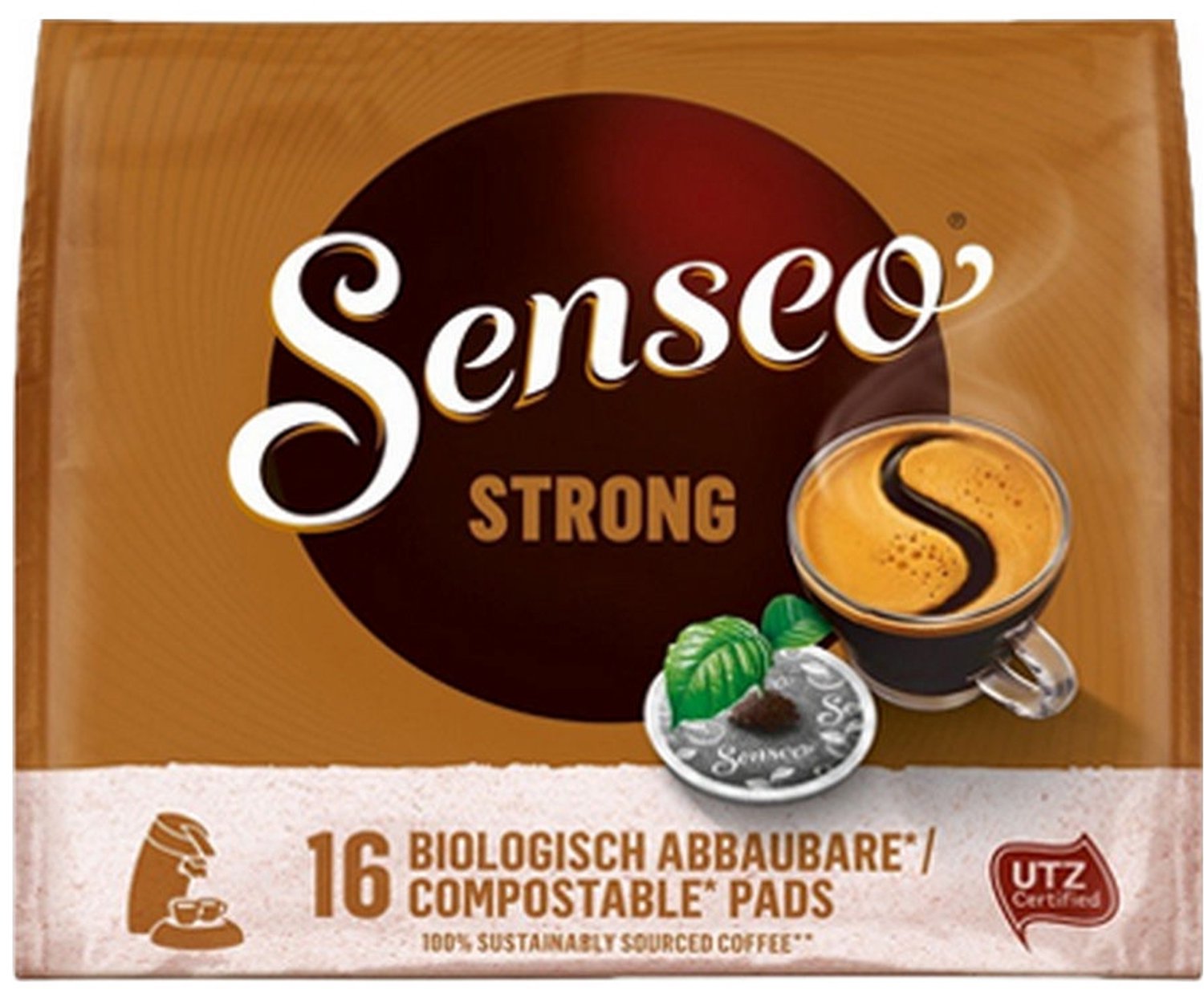 Senseo STRONG, Koffiepad, Senseo, 16 kopjes, Bruin, UTZ, 16 stuk(s)