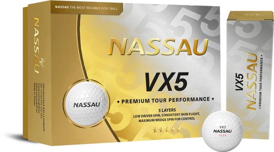 Nassau VX5 - Golfballen - 12 stuks - Wit — afbeelding 2