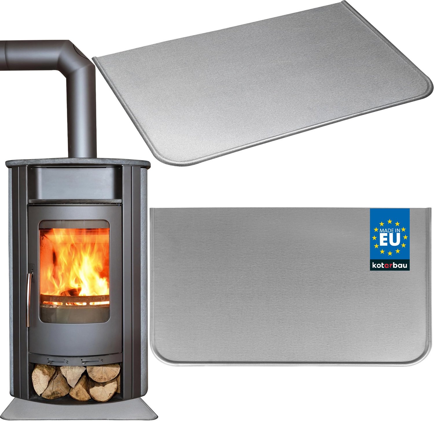 KOTARBAU® Kachel Vloerplaat 60x40 cm - Vloerplaat voor Open Haard Brandwerende Open Haard Mat - Brandvertragend Haardpad - Verzinkt Staal - Zilver