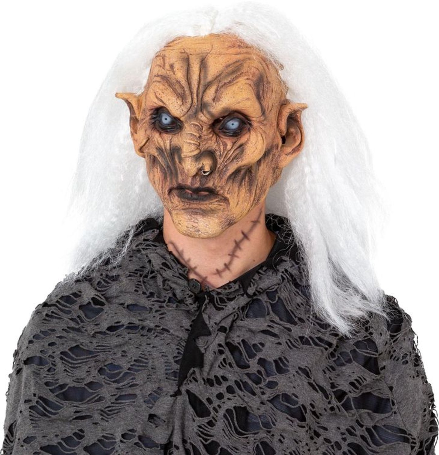 Eng Monster Masker met Wit Haar – Horror Masker – Halloween & Carnaval
