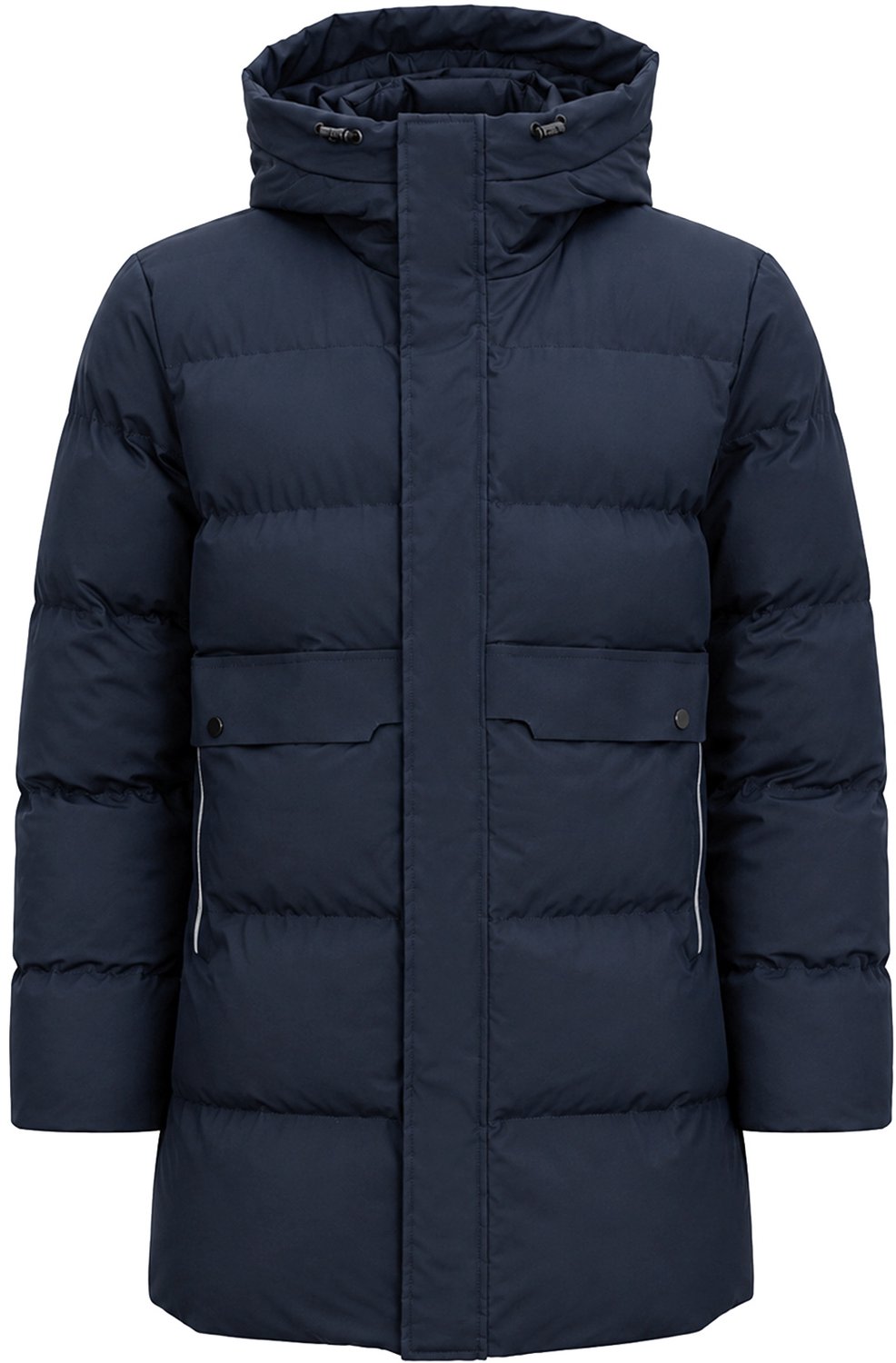 ALLTHEMEN Heren Gewatteerde Winterjas met Capuchon Winddicht Reflecterende Rits 2XL Blauw