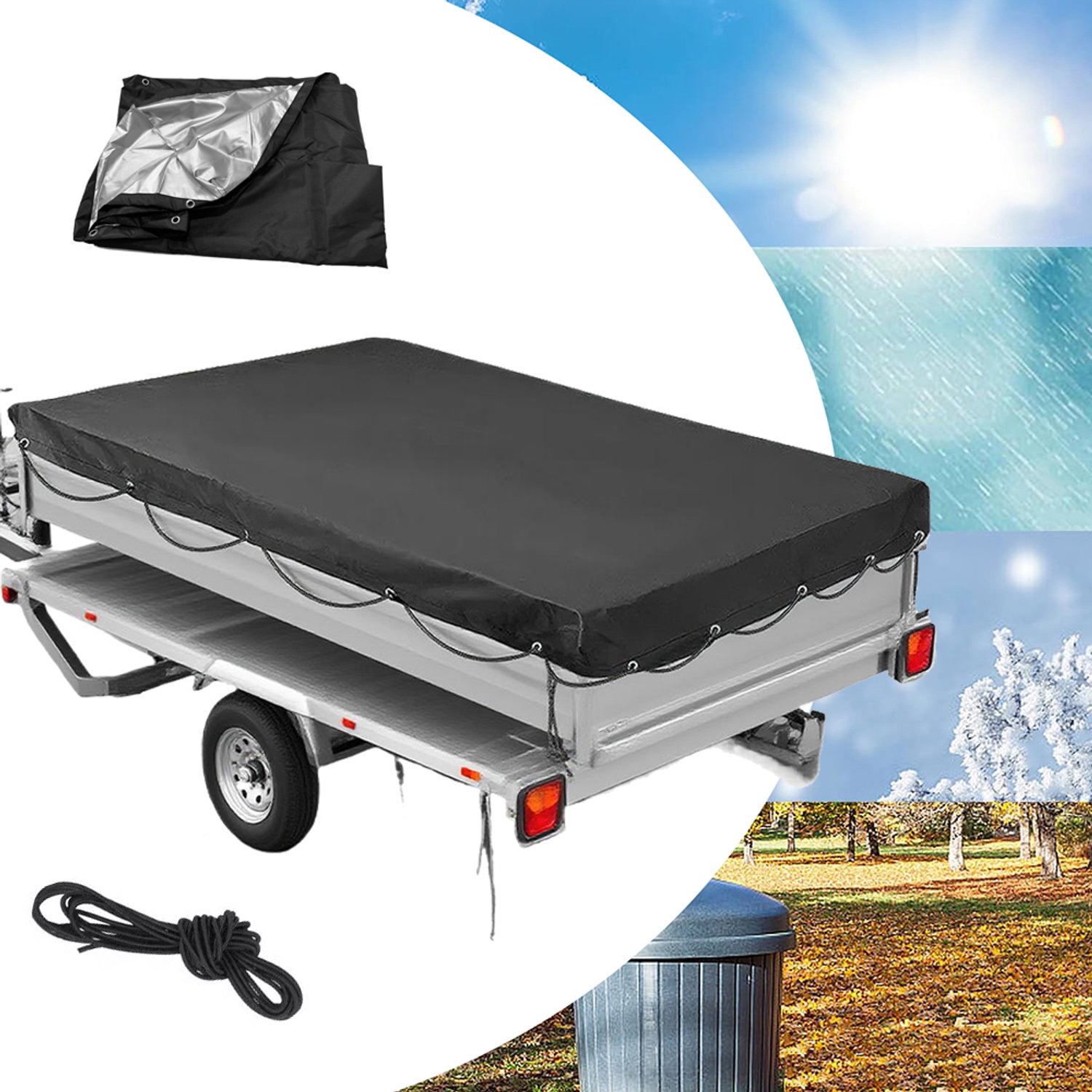 Aanhangwagenzeilen 210x114x7,5cm - Waterdicht Afdekzeil Voor Aanhangwagen - Afdekhoes Voor Aanhangwagen - 600d Oxford