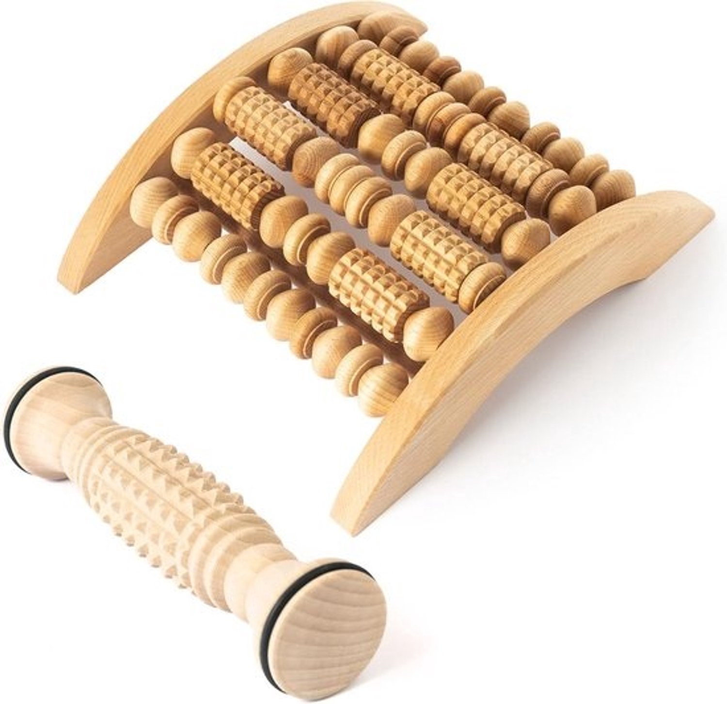 Houten Massage Rollerset voor Voeten en Lichaam - Natuurlijke Houten Roller voor Ontspanning