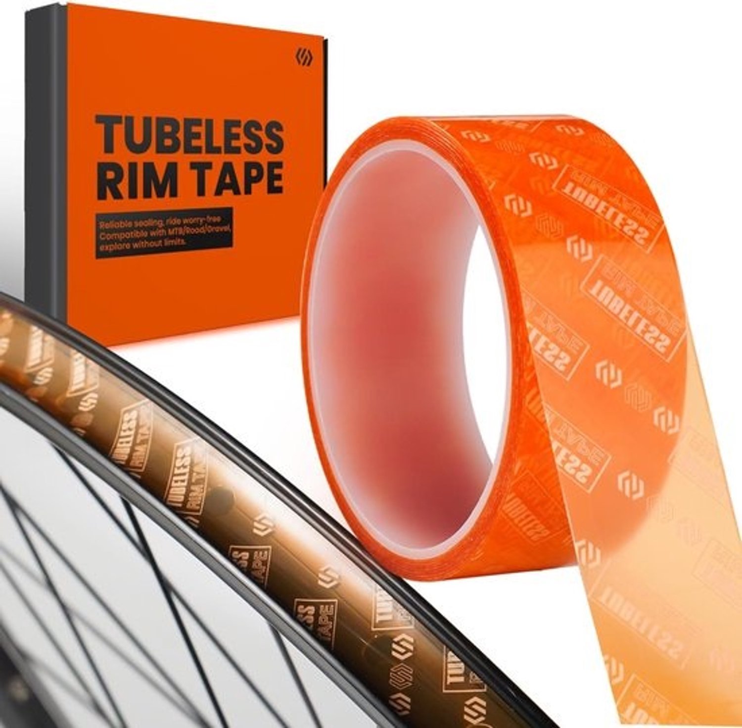 Tubeless velgenband - Fietstape voor velgen - Voor tubeless banden - Semi-transparant oranje - 19-35mm breed