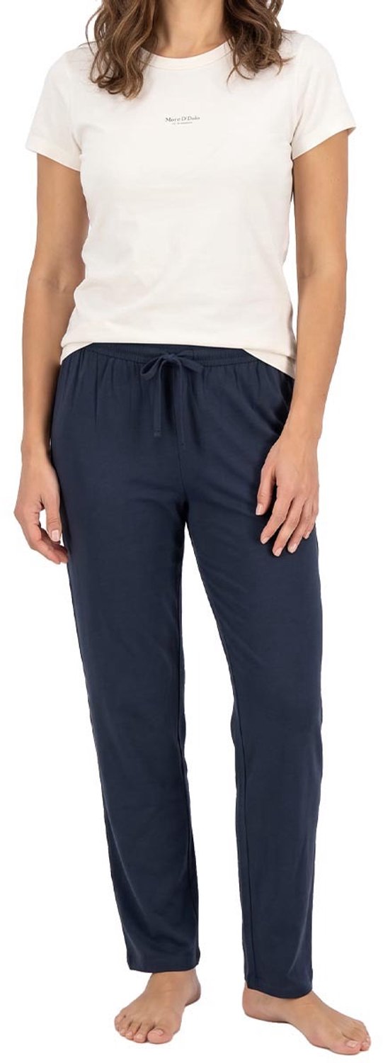 Marc O'Polo Dames pyjama Cotton donkerblauw / crème