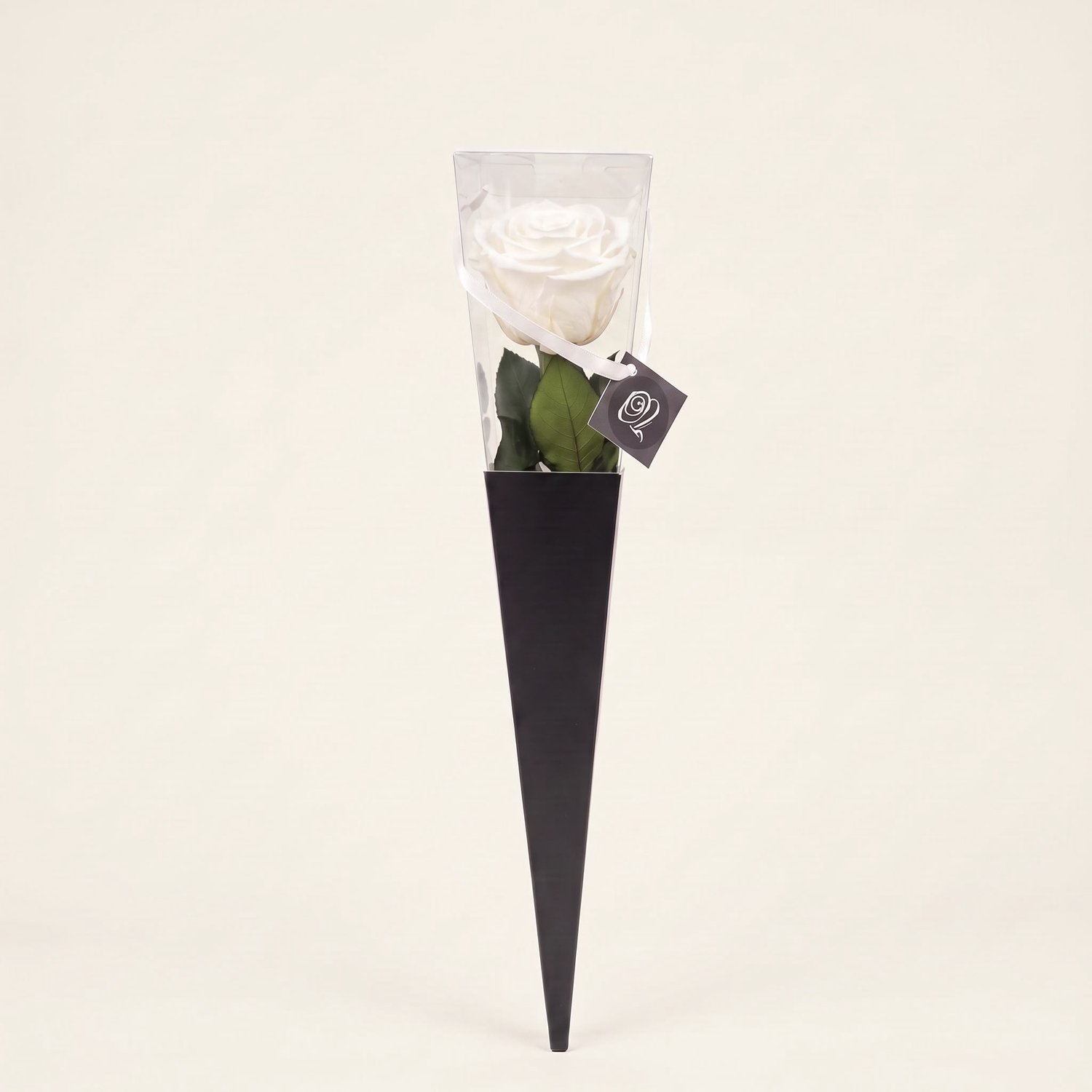 Charle Roses Icon - Echte houdbare roos met steel - 30 cm - Pure White wit - in cadeauverpakking