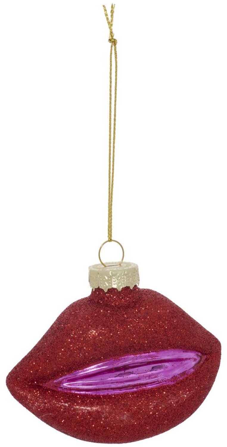 Feeric lights & Christmas Kerstboomversiering met rode glazen mond, 9 cm Rouge