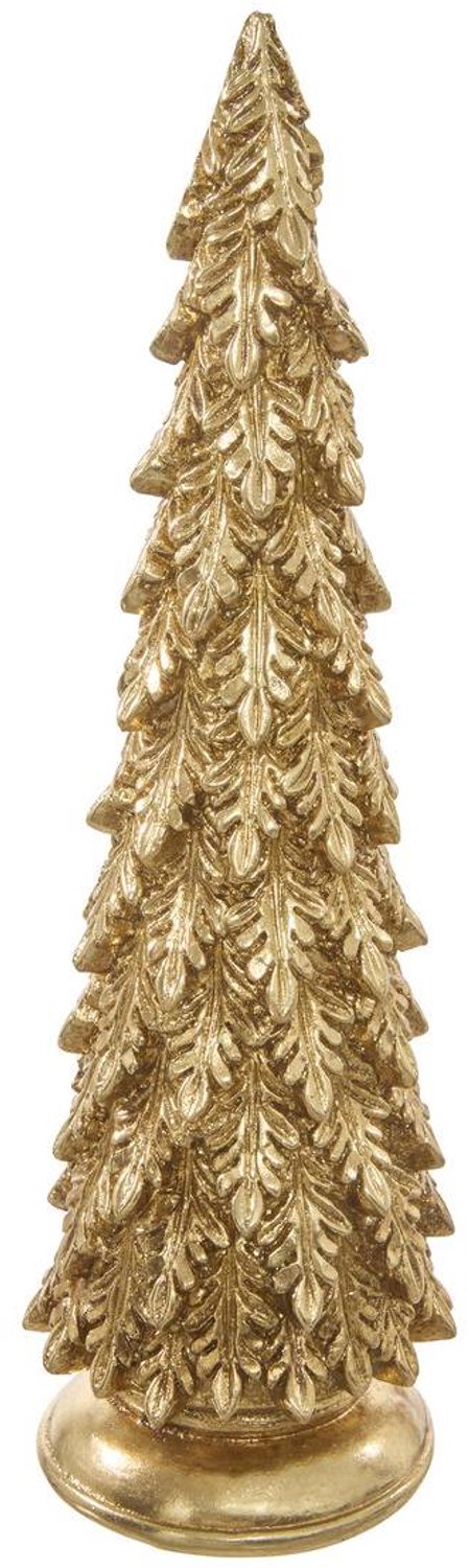 Sapin de Noël décoratif en résine or motif feuilles H. 31,5 cm