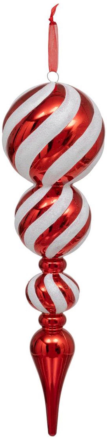 Feeric lights & Christmas Rood-witte plastic kerstbal, diameter 35 cm Rouge