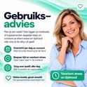 Vrouw met hand aan kin, tekst over gebruik van medicijndoosjes voor een georganiseerde week zonder stress.