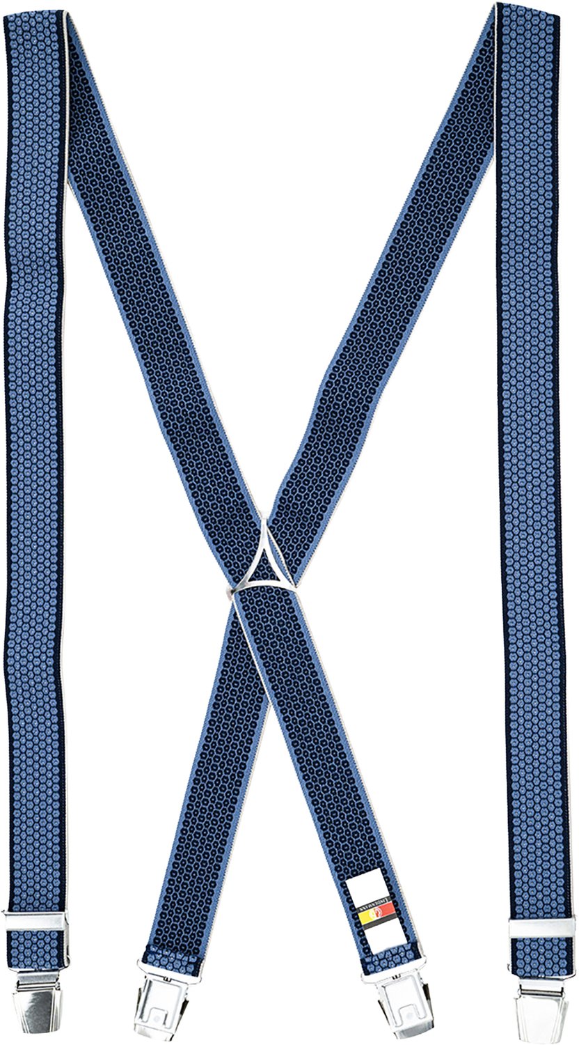 LINDENMANN heren bretels met extra sterke clips X-vorm - blauw dessin