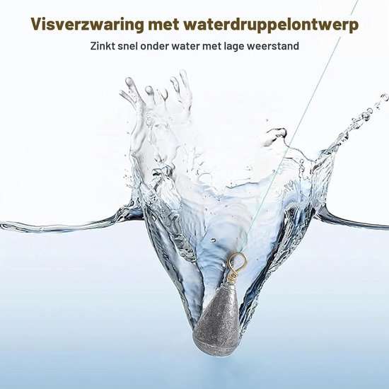 30 Stuks Gestroomlijnde Visgerei Lood Gewichten in Diverse Maten voor Zoetwater en Zoutwater, Duurzame en Sterke Lood Sinkers voor Vissen in Rivieren en Oceanen — afbeelding 4