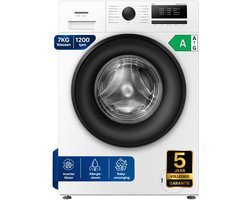 Heinner HWM-HMN7012IVSMA Slanke Wasmachine 7 kg – 1200 tpm – Inverter Motor – Energieklasse A – 15 Programma’s – 15 min Snelprogramma – Allergy Steam –Wit – 5 Jaar Garantie