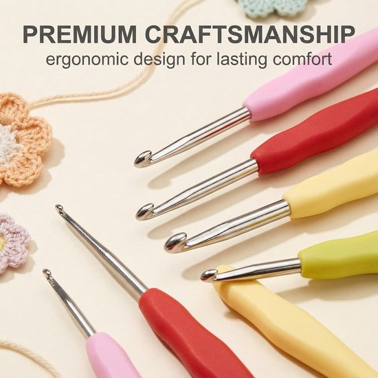 Set van 5 ergonomische breihaken van 1 mm tot 2 mm, ideaal voor sjaals, handschoenen en tassen — afbeelding 3