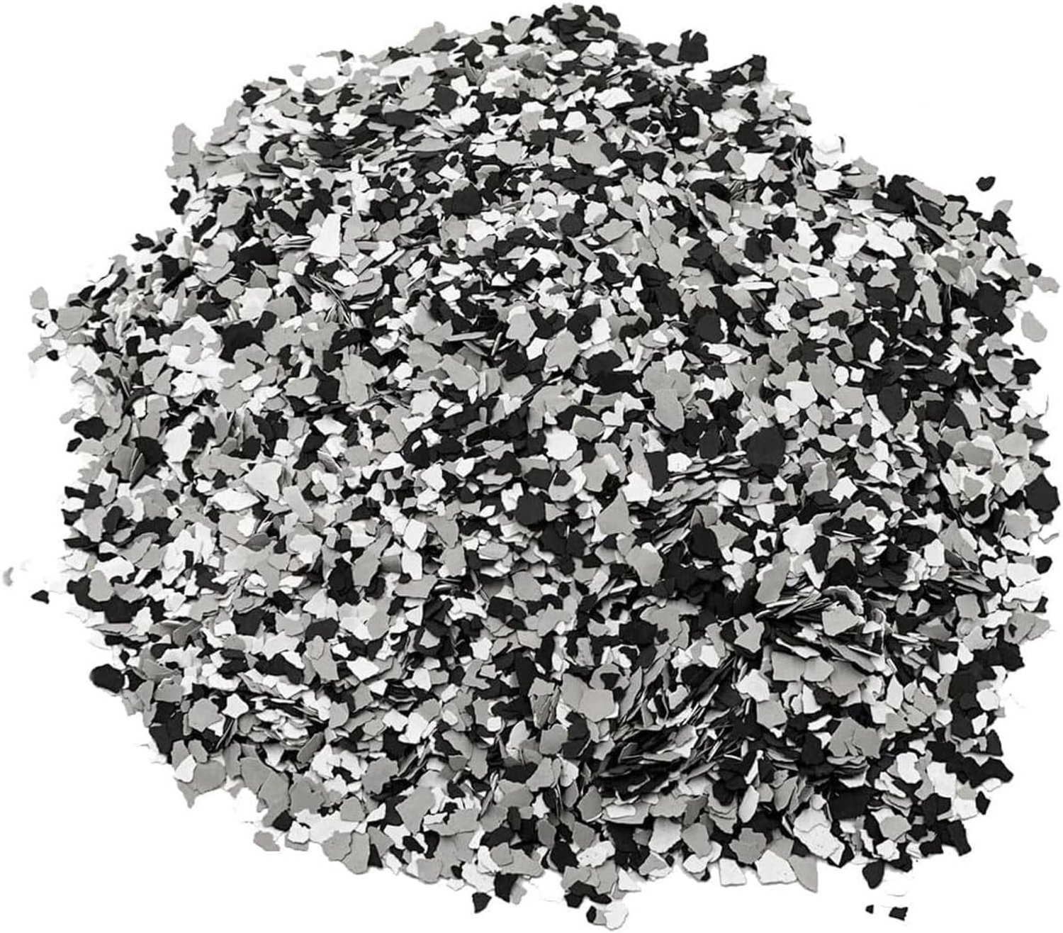 Decoratieve betonverf voor vloeren met vlokken 500g – Epoxy chips in wit, grijs en zwart – Lichtgewicht toepassing voor muren en vloeren in woonkamer, garage en buitenruimtes